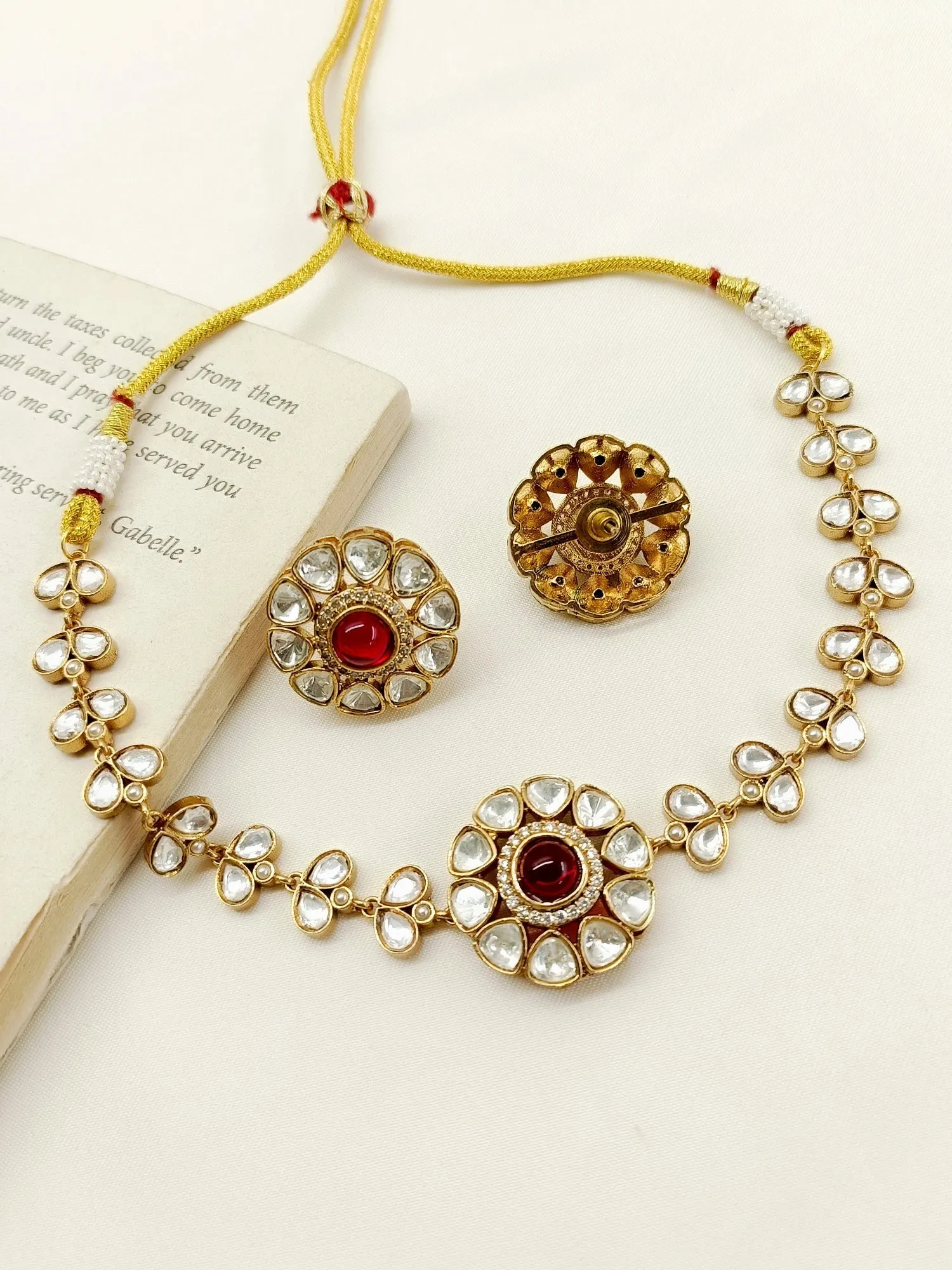 Mannat Maroon Kundan Choker Set