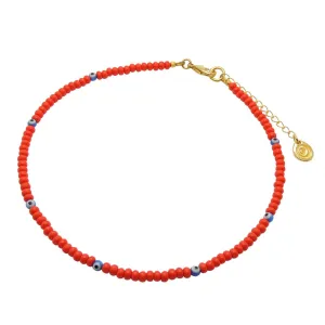 Mini Evil Eye Charm Glass Bead Choker