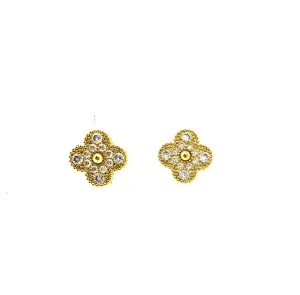 Pave Clover Post Earrings