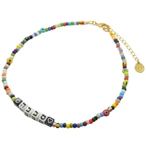 Personalised Alef Bet Hebrew Name Balagan Glass Bead Choker