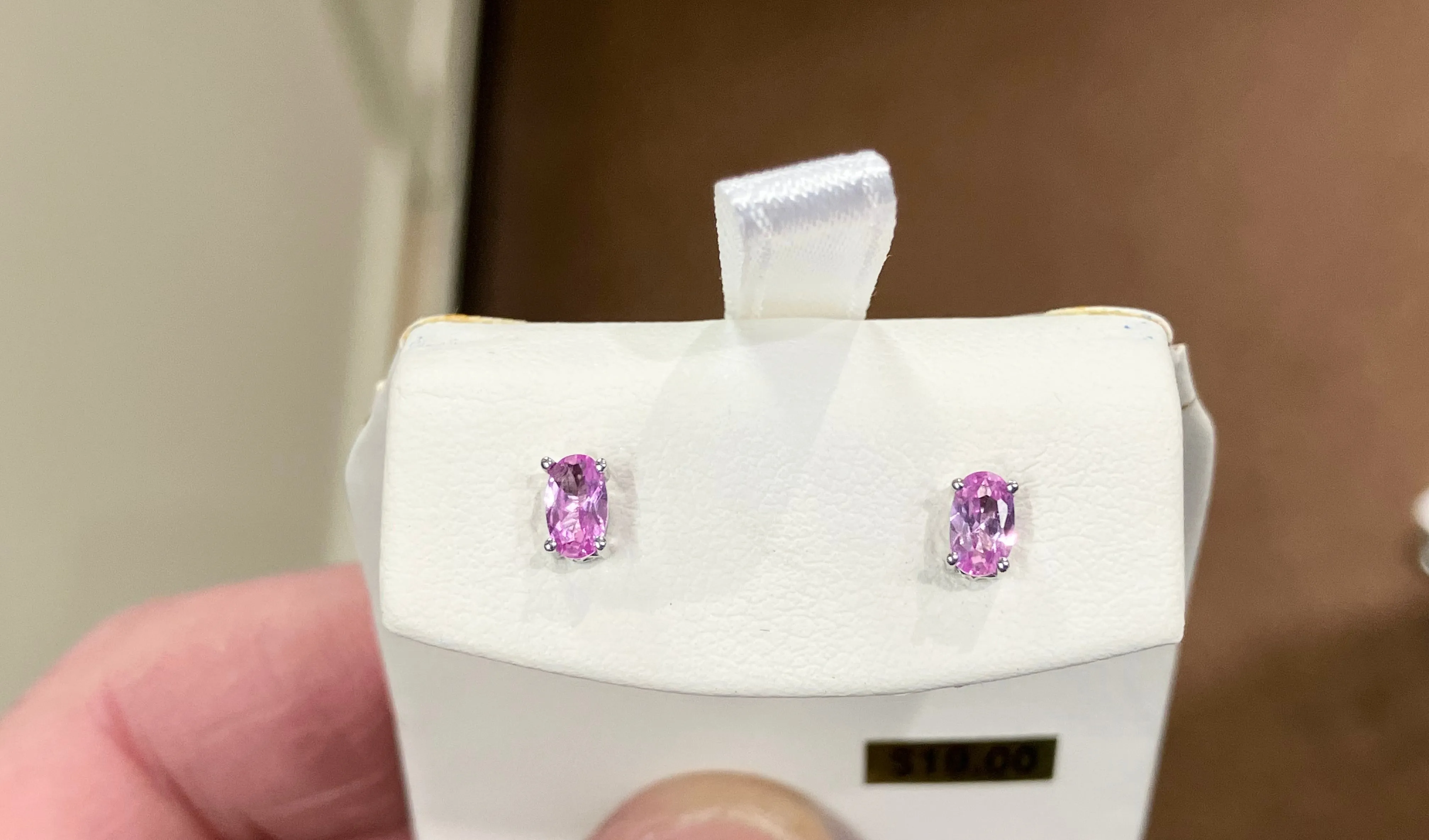 Pink Cubic Zirconia Silver Earrings