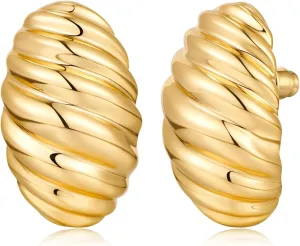 Polished Twisted Stud Earrings for Women Gold Silver Chunky Studs Earrings for Birthday Jewelry