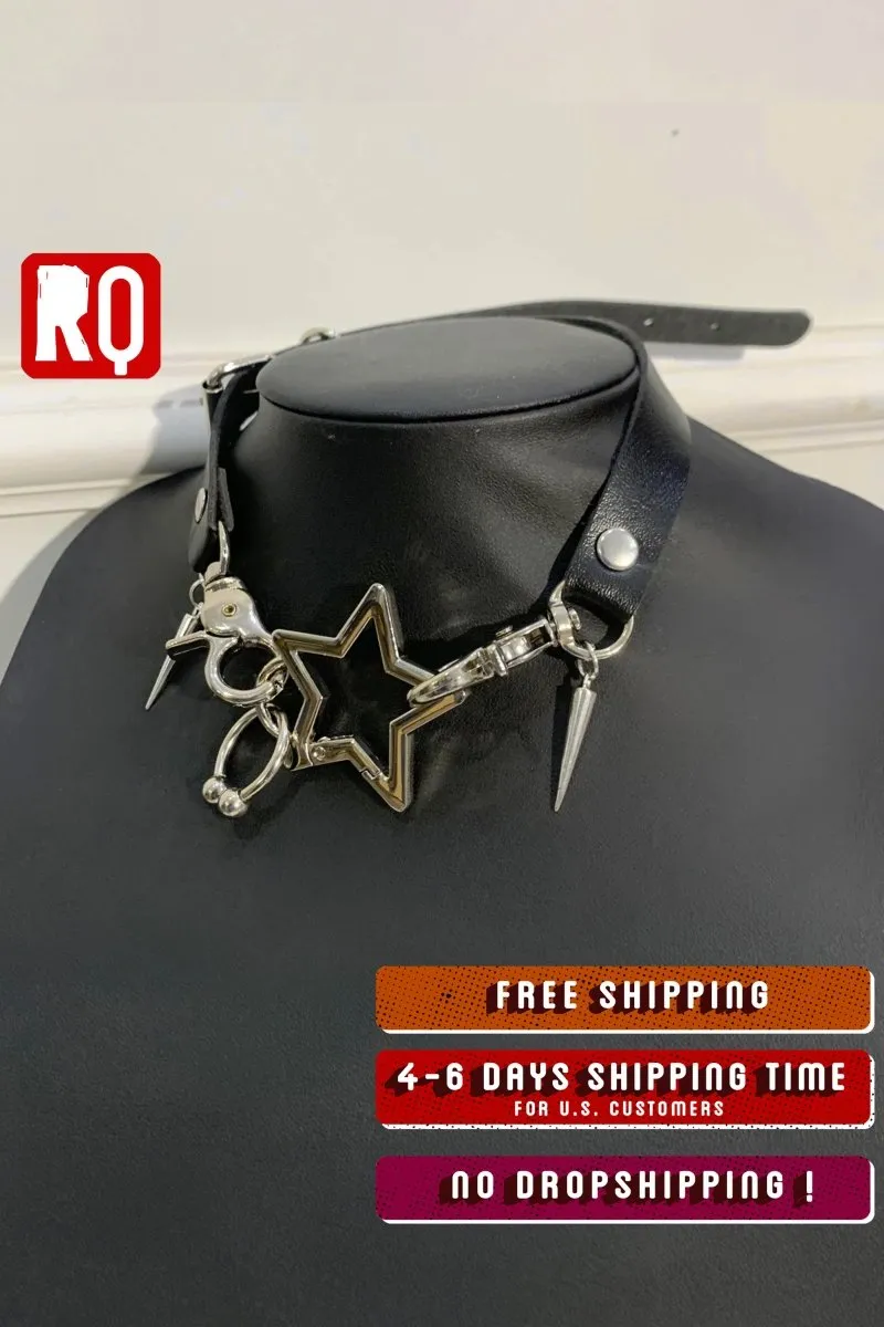 Punk Hollow Star leathers choker
