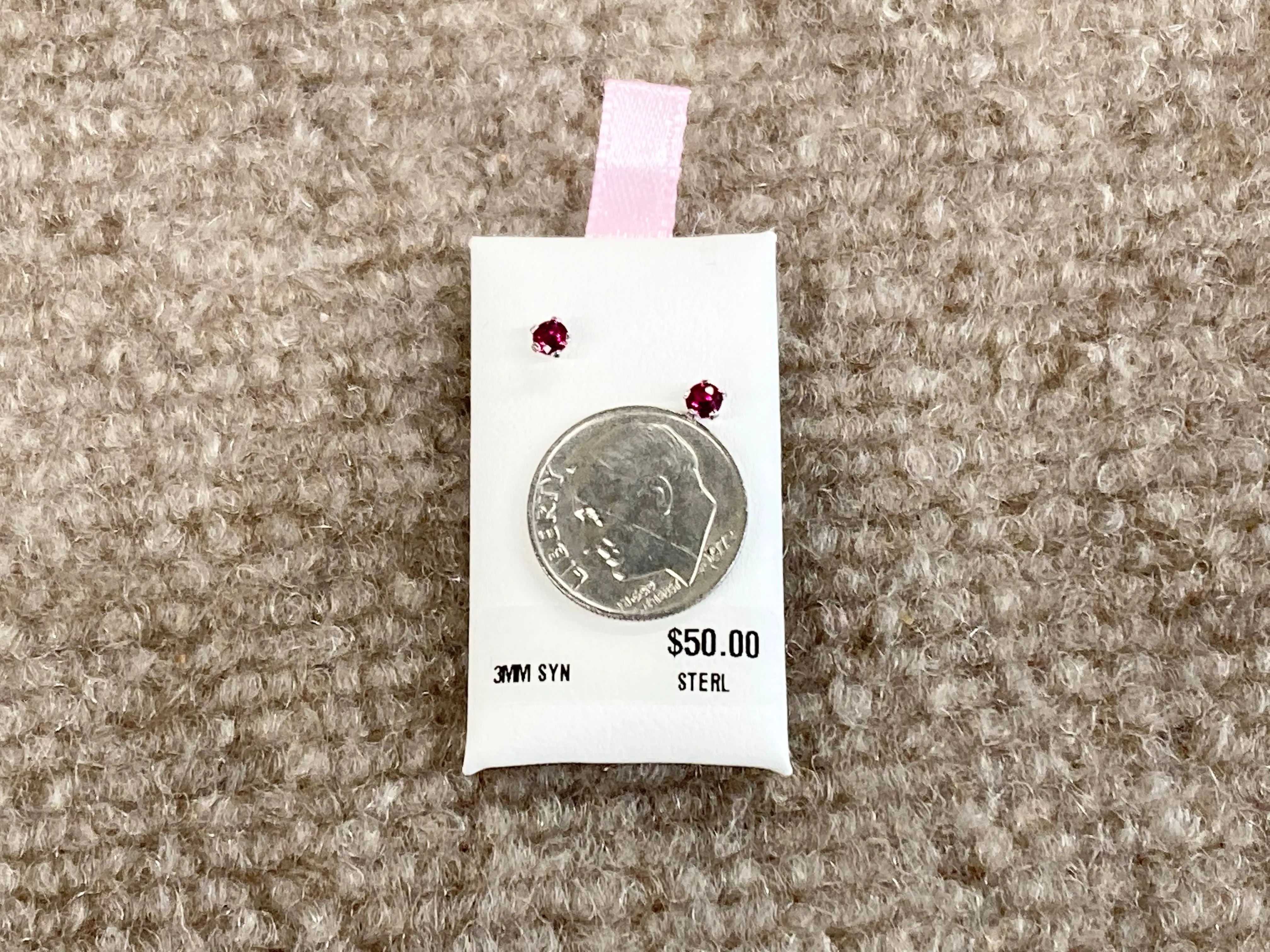 Silver Baby Earrings January Birthstone