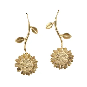 Vermeil Sunflower and Stem Earrings