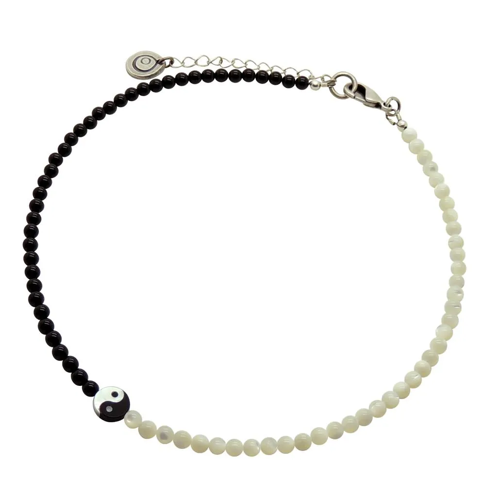 Yin Yang Charm Gemstone Beaded Choker